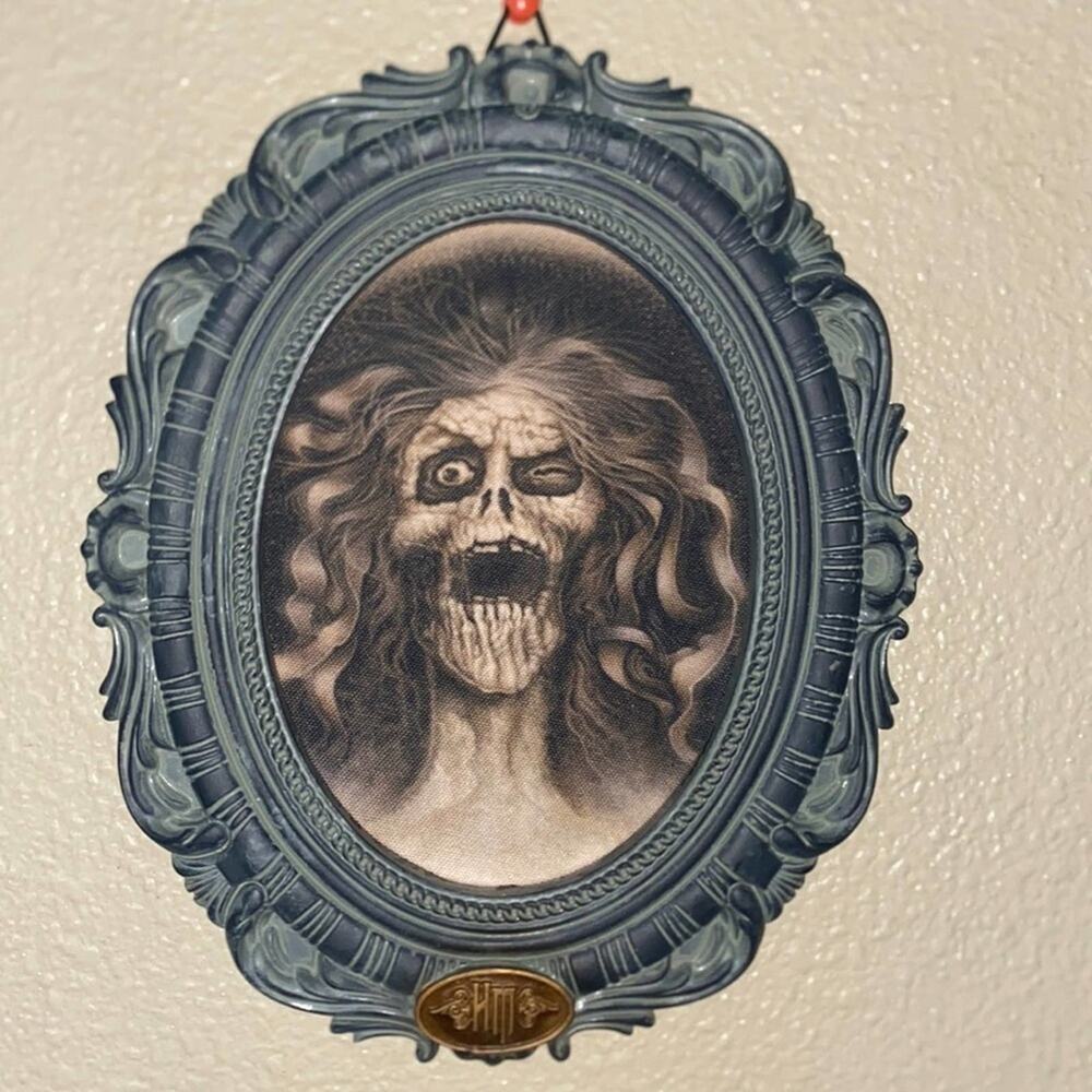 Spirit Halloween Haunted Mansion Old Woman Ghoul Portrait Wall Frame Ghost Sign